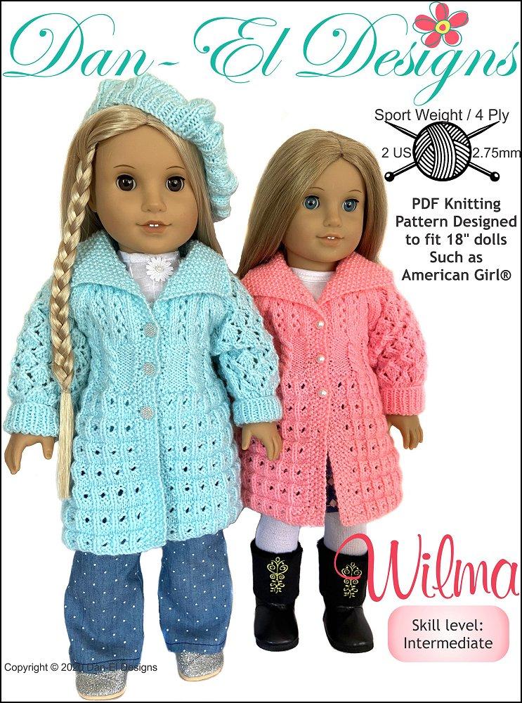 Dan-El Designs Knitting Wilma 18" Doll Knitting Pattern Pixie Faire