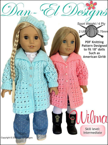 Dan-El Designs Knitting Wilma 18" Doll Knitting Pattern Pixie Faire