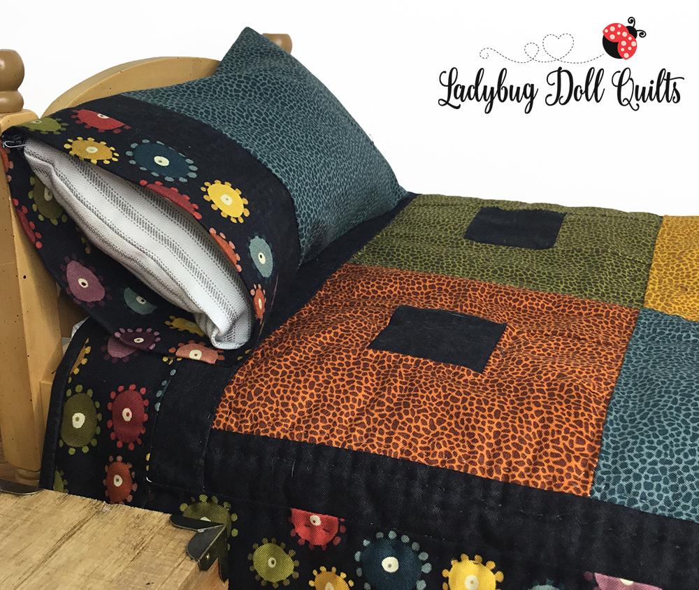 Ladybug Doll Quilts Quilt Windowpanes 18" Doll Quilt Pattern Pixie Faire
