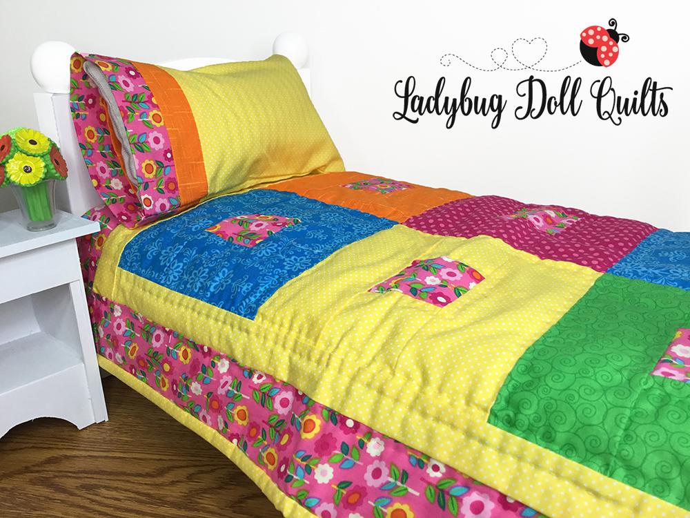 Ladybug Doll Quilts Quilt Windowpanes 18" Doll Quilt Pattern Pixie Faire