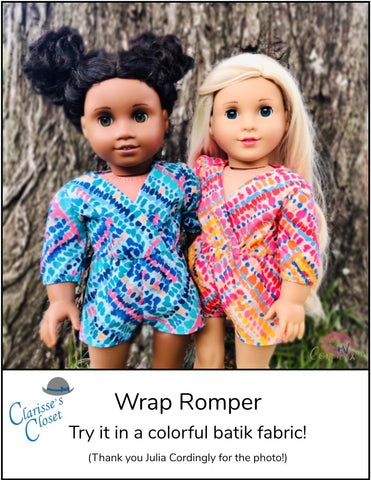 Clarisse's Closet 18 Inch Modern Wrap Romper 18" Doll Clothes Pattern Pixie Faire