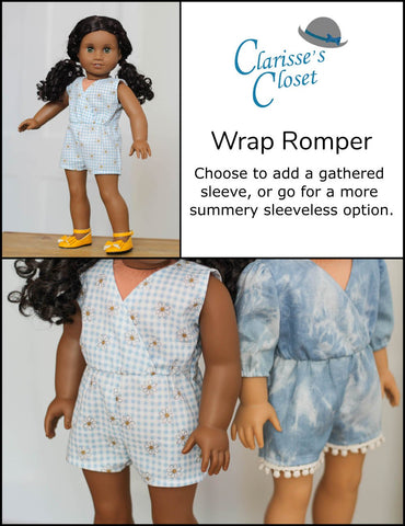 Clarisse's Closet 18 Inch Modern Wrap Romper 18" Doll Clothes Pattern Pixie Faire