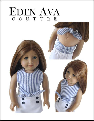 Pixie Faire 18 Inch Modern FREE Wrap Around Reversible Halter Top 18" Doll Clothes Pattern Pixie Faire