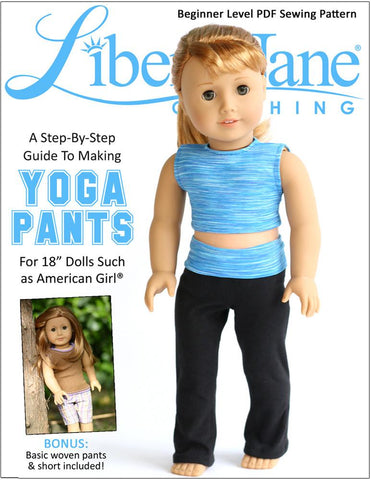 Liberty Jane 18 Inch Modern Yoga Pants and Basic Pants 18" Doll Clothes Pattern Pixie Faire