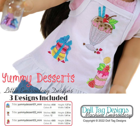 Doll Tag Clothing Machine Embroidery Design Yummy Desserts Little Designs for Machine Embroidery Pixie Faire