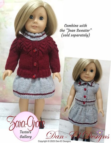 Dan-El Designs Knitting Zara Grace Top and Skirt Knitted Outfit 18 inch Doll Knitting Pattern Pixie Faire