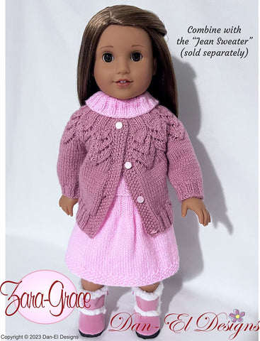 Dan-El Designs Knitting Zara Grace Top and Skirt Knitted Outfit 18 inch Doll Knitting Pattern Pixie Faire