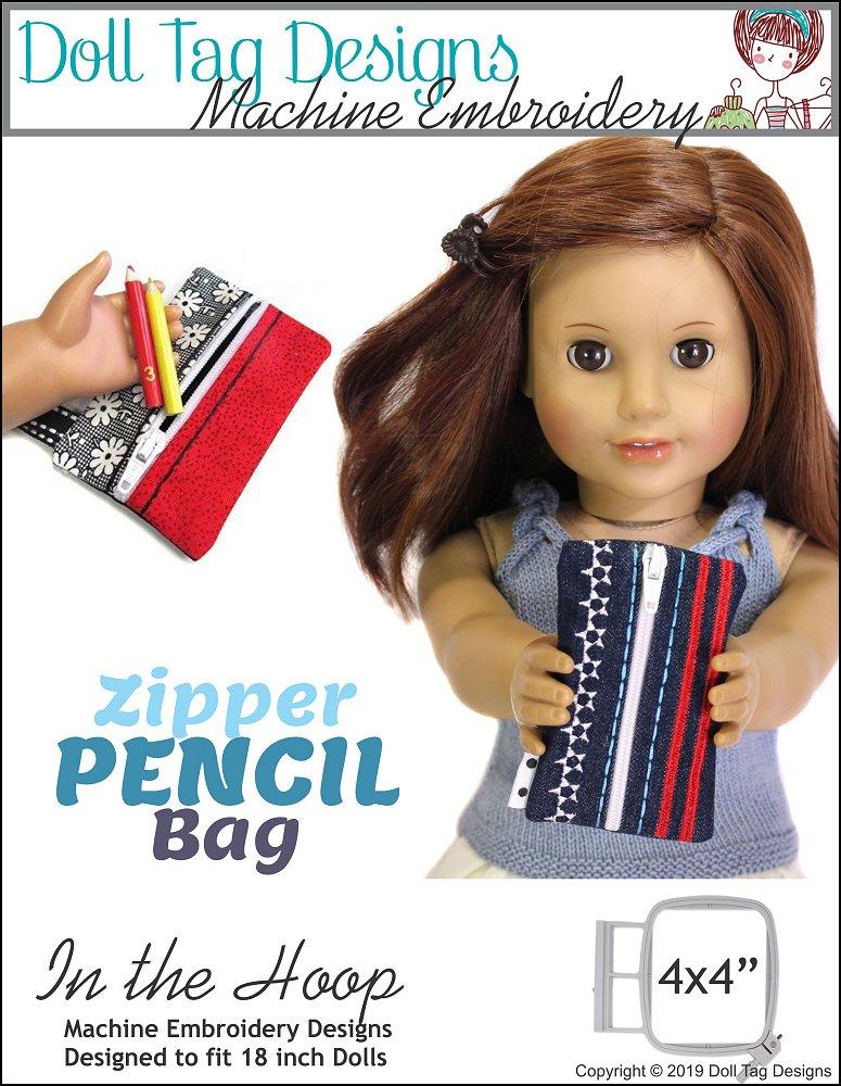 Doll Tag Clothing Machine Embroidery Design Zipper Pencil Bag 18" Doll Machine Embroidery Designs Pixie Faire