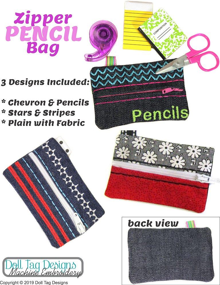 Doll Tag Clothing Machine Embroidery Design Zipper Pencil Bag 18" Doll Machine Embroidery Designs Pixie Faire