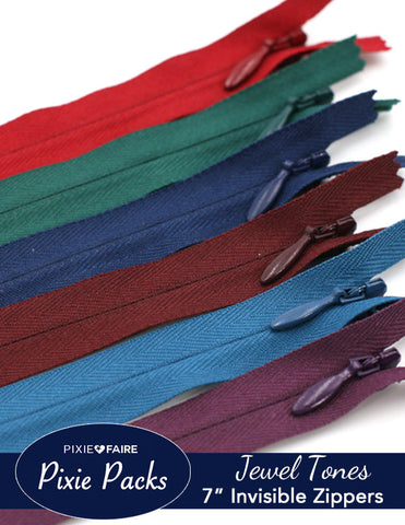 Pixie Faire Pixie Packs Pixie Packs 7" Invisible Zippers - Jewel Tones Pixie Faire
