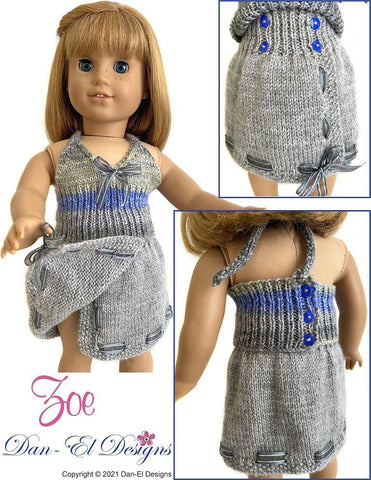 Dan-El Designs Knitting Zoe 18" Doll Clothes Knitting Pattern Pixie Faire