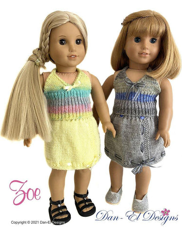 Dan-El Designs Knitting Zoe 18" Doll Clothes Knitting Pattern Pixie Faire