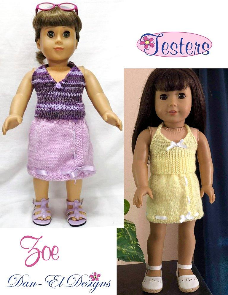 Dan-El Designs Knitting Zoe 18" Doll Clothes Knitting Pattern Pixie Faire