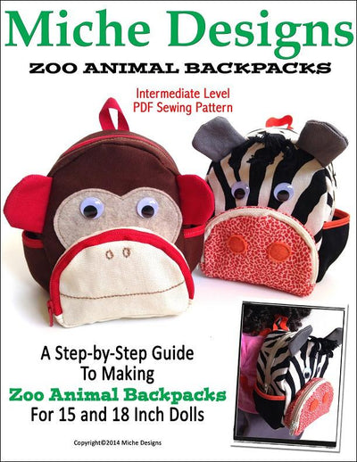 Zoo Animal Backpacks 18" Doll Accessories