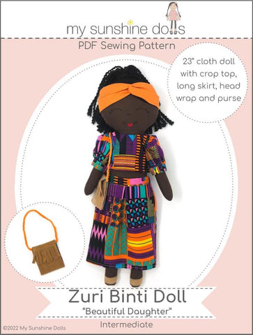 My Sunshine Dolls Cloth doll Zuri Binti Doll 23" Cloth Doll Pattern Pixie Faire