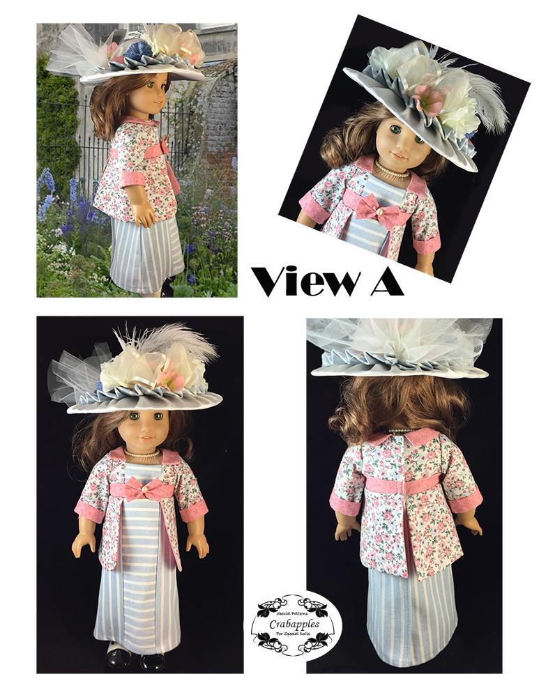 Crabapples 18 Inch Historical Afternoon Stroll 18" Doll Clothes Pattern Pixie Faire