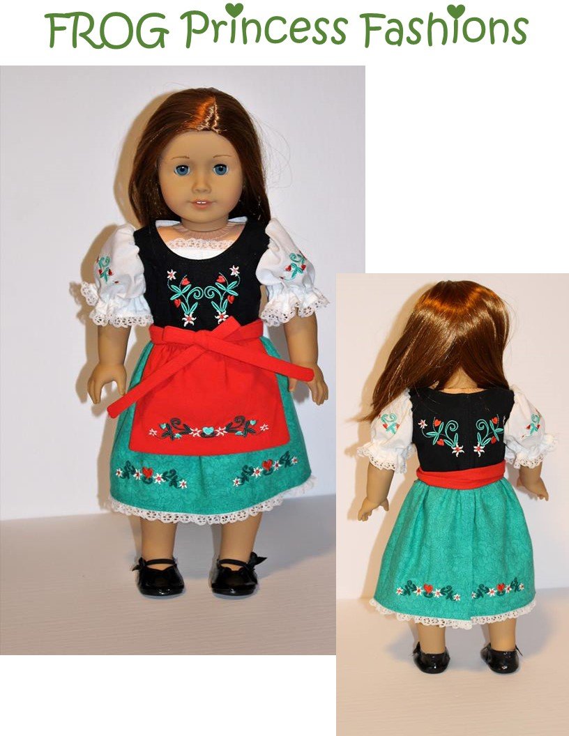 Frog Princess Fashions Machine Embroidery Design Edelweiss 18" Doll Machine Embroidery Design Pixie Faire