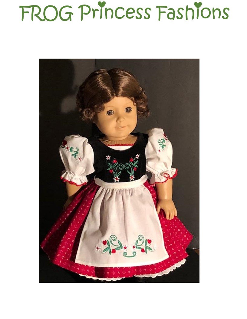 Frog Princess Fashions Machine Embroidery Design Edelweiss 18" Doll Machine Embroidery Design Pixie Faire