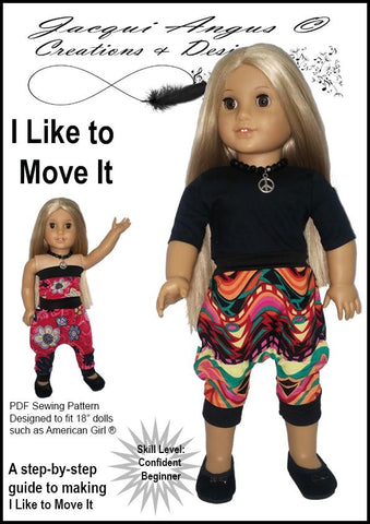 Jacqui Angus Creations & Designs 18 Inch Modern I Like To Move It - Harem Slacks and Jumper 18" Doll Clothes Pattern Pixie Faire