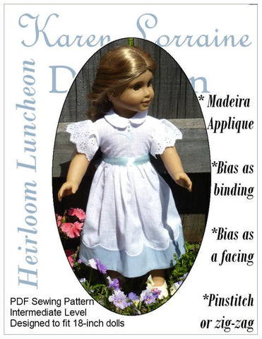 Karen Lorraine Design 18 Inch Historical Heirloom  Luncheon 18" Doll Clothes Pattern Pixie Faire