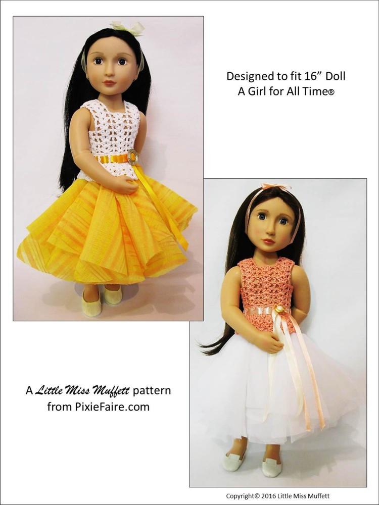 Little Miss Muffett A Girl For All Time Romantic Fusion Crochet Pattern for AGAT Dolls Pixie Faire