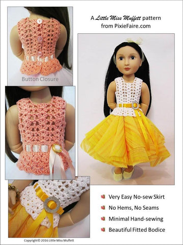 Little Miss Muffett A Girl For All Time Romantic Fusion Crochet Pattern for AGAT Dolls Pixie Faire