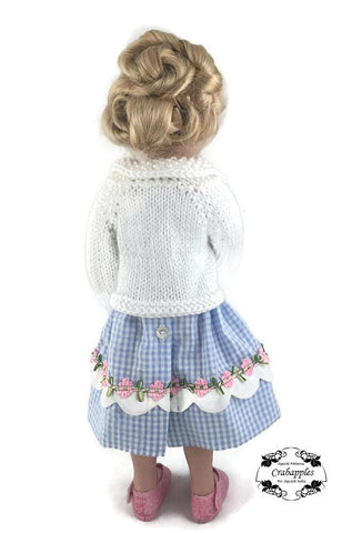 Crabapples A Girl For All Time Eyelet Cable Cardigan Knitting Pattern for AGAT Dolls Pixie Faire