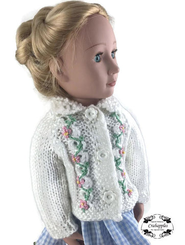 Crabapples A Girl For All Time Eyelet Cable Cardigan Knitting Pattern for AGAT Dolls Pixie Faire