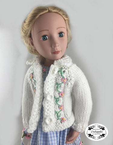 Crabapples A Girl For All Time Eyelet Cable Cardigan Knitting Pattern for AGAT Dolls Pixie Faire