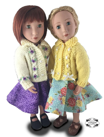 Crabapples A Girl For All Time Eyelet Cable Cardigan Knitting Pattern for AGAT Dolls Pixie Faire