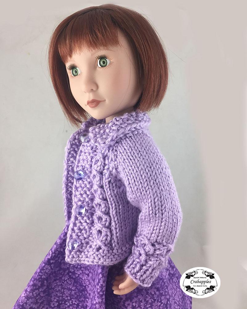Crabapples A Girl For All Time Eyelet Cable Cardigan Knitting Pattern for AGAT Dolls Pixie Faire