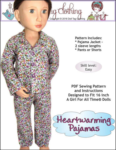 Doll Tag Clothing A Girl For All Time Heartwarming Pajamas Pattern for A Girl For All Time Dolls Pixie Faire