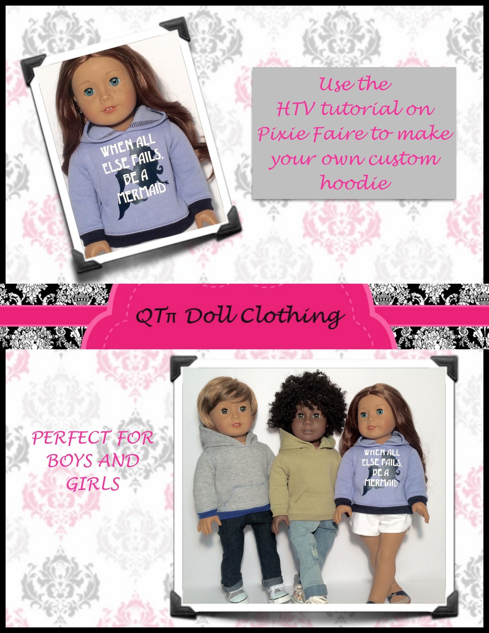 QTπ Pattern Co All Zipped Up Hoodie 18 Doll Clothes Pattern