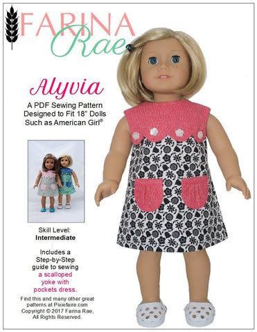 Farina Rae 18 Inch Modern Alyvia Dress 18" Doll Clothes Pattern Pixie Faire