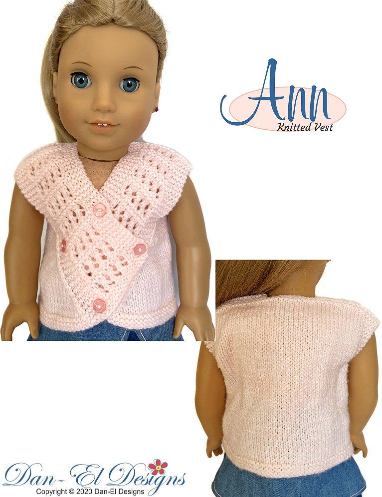 Dan-El Designs Knitting Ann 18" Doll Knitting Pattern Pixie Faire