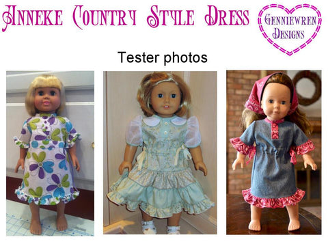 Genniewren 18 Inch Modern Anneke Country Style Dress 18" Doll Clothes Pixie Faire