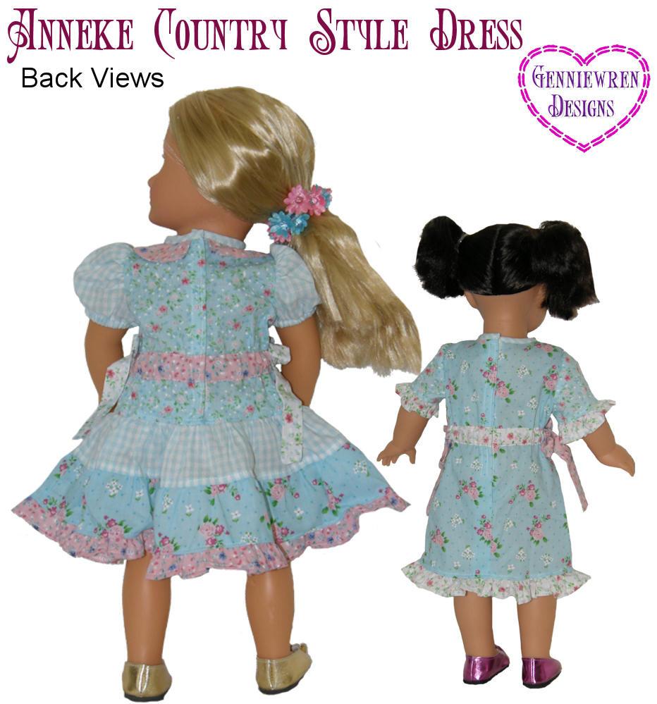 Genniewren 18 Inch Modern Anneke Country Style Dress 18" Doll Clothes Pixie Faire