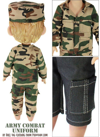 Doll Tag Clothing Disney Doll Army Combat Uniform Pattern for Disney Animator Dolls Pixie Faire