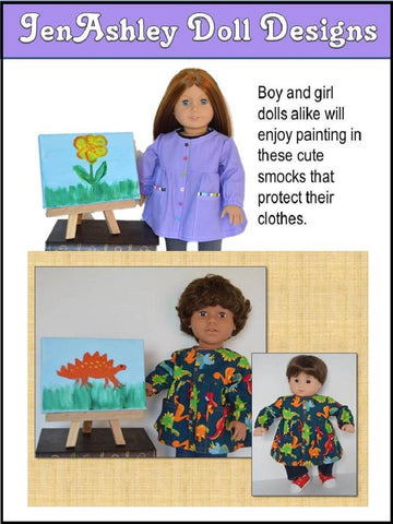 Jen Ashley Doll Designs 18 Inch Modern Let's Paint Artist Smock 18" Doll Clothes Pattern Pixie Faire