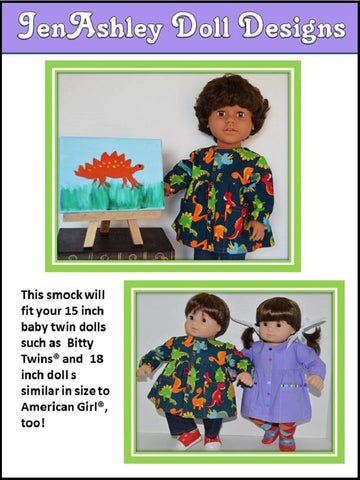 Jen Ashley Doll Designs 18 Inch Modern Let's Paint Artist Smock 18" Doll Clothes Pattern Pixie Faire