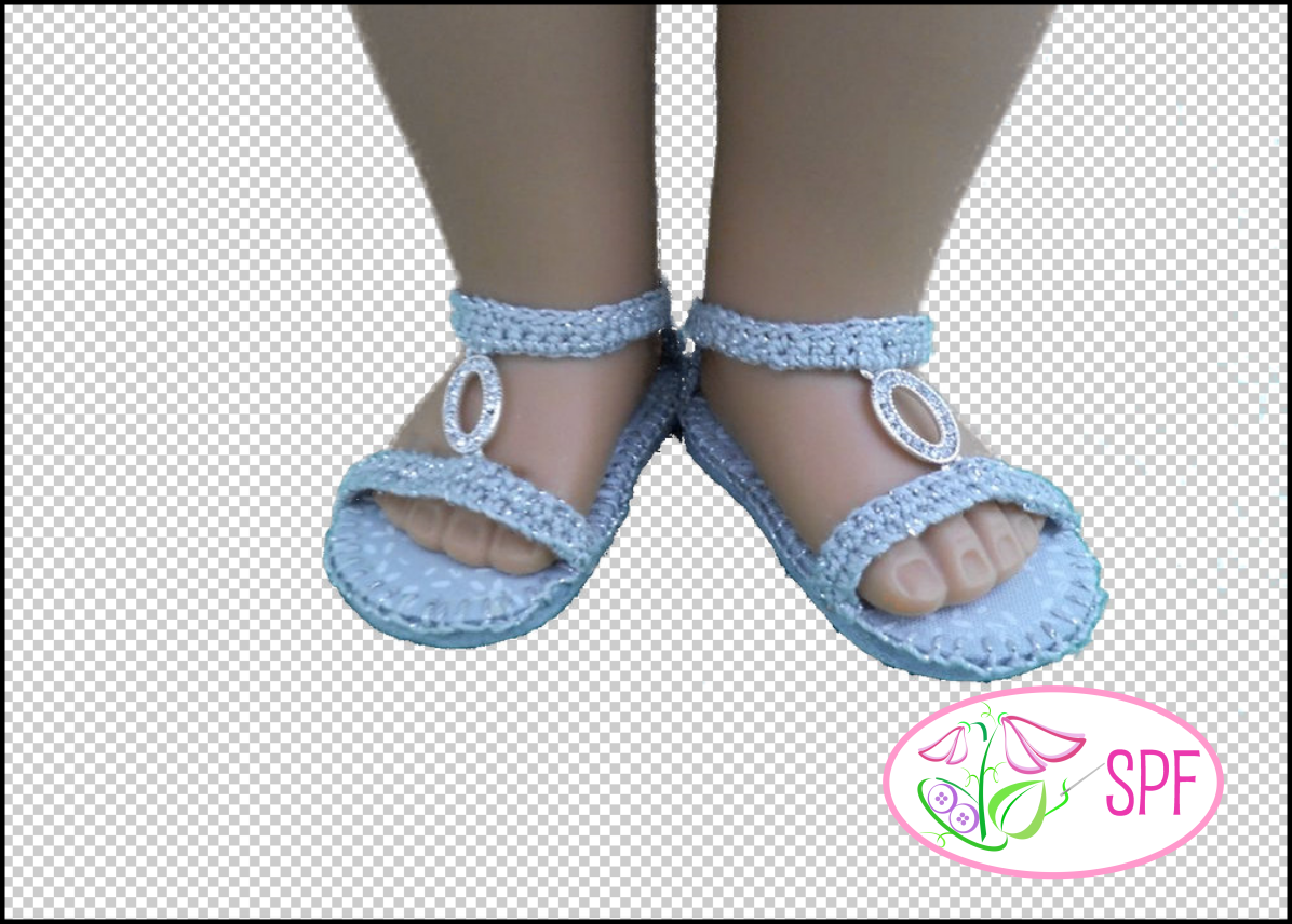 Sweet Pea Fashions Crochet Aurelia Crocheted Sandal 18" Doll Crochet Pattern Pixie Faire