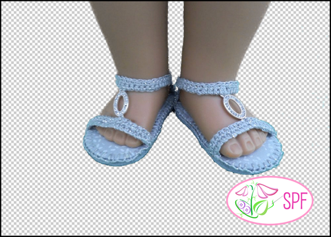 Sweet Pea Fashions Crochet Aurelia Crocheted Sandal 18" Doll Crochet Pattern Pixie Faire