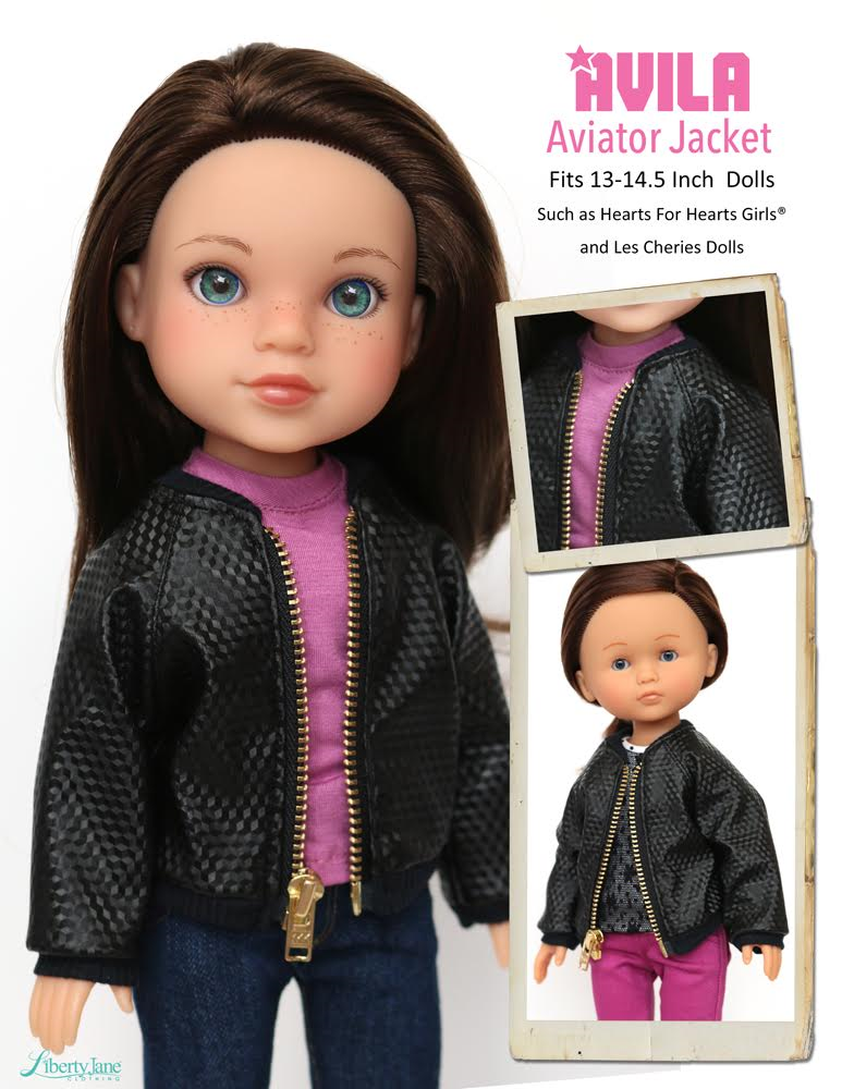 Liberty Jane WellieWishers Avila Aviator Jacket 13-14.5 Inch Doll Clothes Pattern Pixie Faire