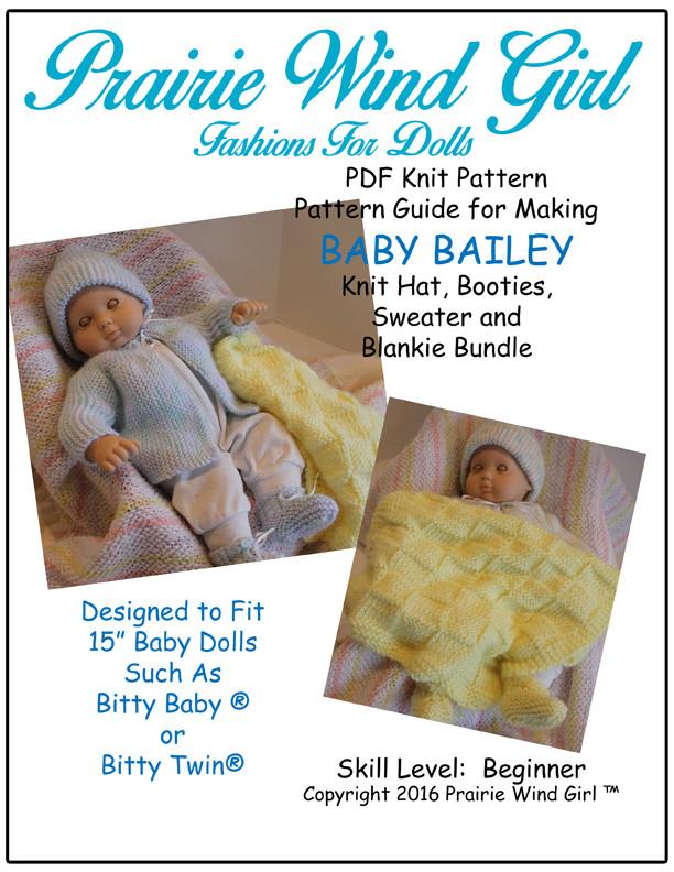 Prairie Wind Girl Bitty Baby/Twin Baby Bailey Bundle Knitting Pattern Pixie Faire