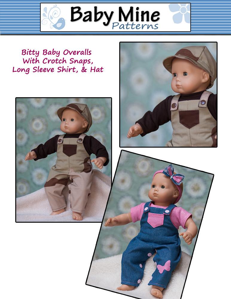 Baby Mine Bitty Baby/Twin Overalls Bundle 15" Baby Doll Clothes Pattern Pixie Faire