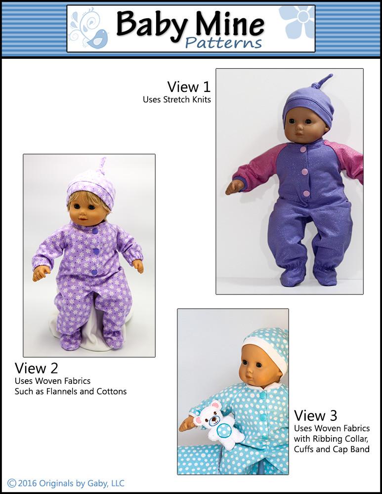 Simply Sweet Sleeper and Cap 15 inch Doll Clothes PDF Pattern Download simply-sweet-sleeper-and-cap-15-inch-doll-clothes-pdf-pattern-download
