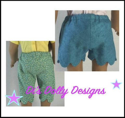 Di's Dolly Designs 18 Inch Modern Seaside Crop Pants and Shorts 18" Doll Clothes Pattern Pixie Faire