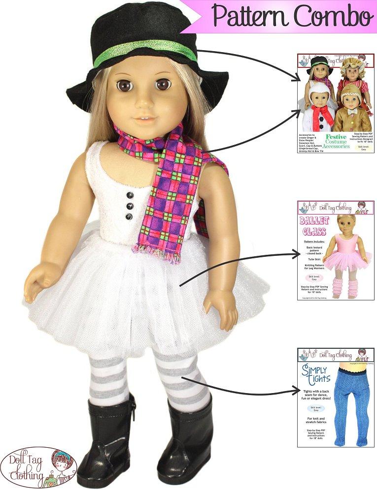 Doll Tag Clothing 18 Inch Modern Ballet Class 18" Doll Clothes Pattern Pixie Faire