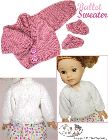 Doll Tag Clothing WellieWishers Ballet Sweater Knitting Pattern for 13 to 15 Inch Dolls Pixie Faire