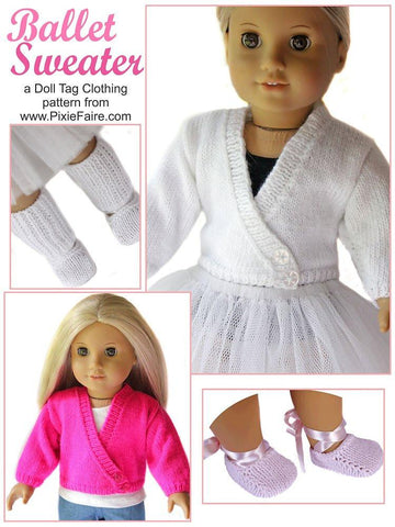 Doll Tag Clothing Knitting Ballet Sweater 18" Doll Knitting Pattern Pixie Faire